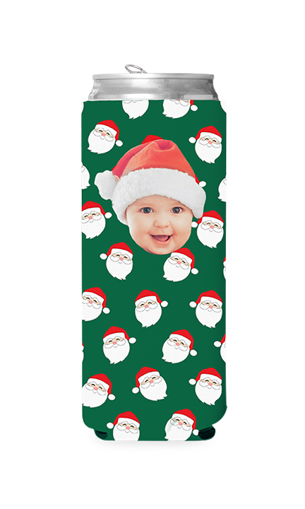 Custom Santa Pattern Can Cooler