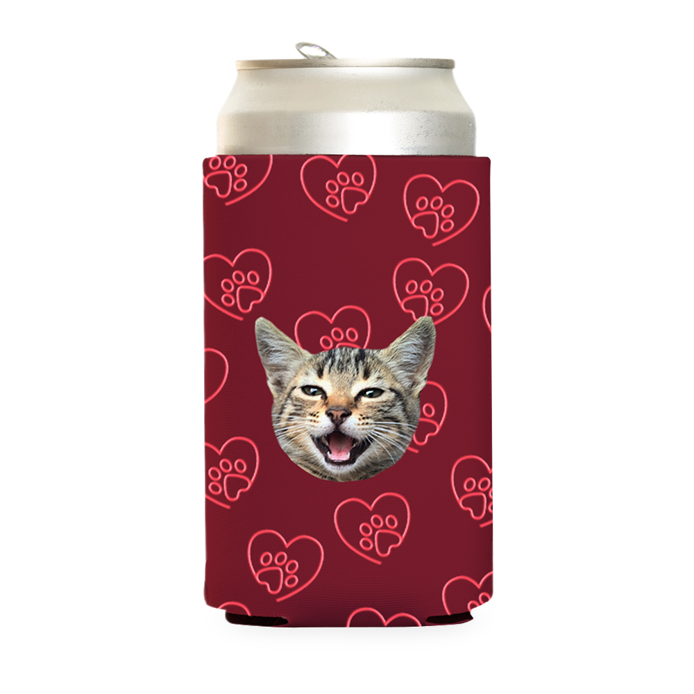 Custom Paw Heart Can Cooler