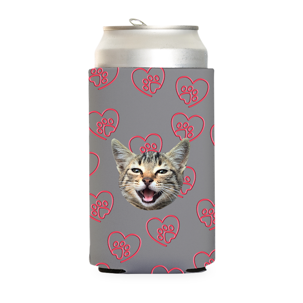 Custom Paw Heart Can Cooler