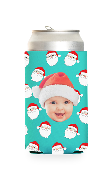 Custom Santa Pattern Can Cooler