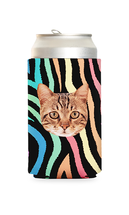 Custom Trippy Kitty Can Cooler