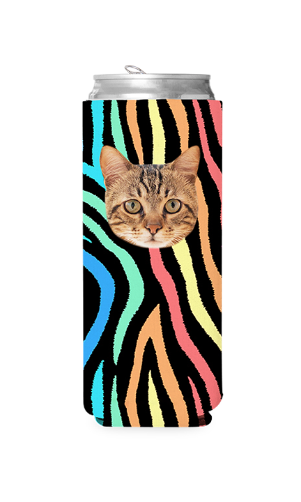 Custom Trippy Kitty Can Cooler